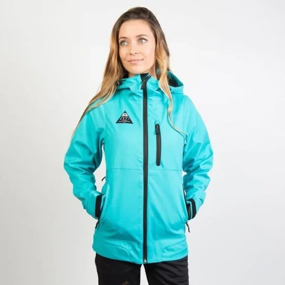 Neff Trina Teal Blue Softshell Winter Snow Zip Up Hooded Jacket